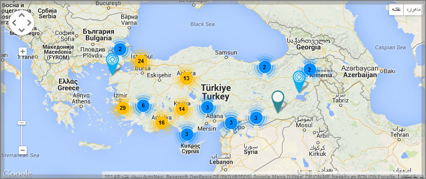 نمایی از نقشه گردشگری ترکیه
